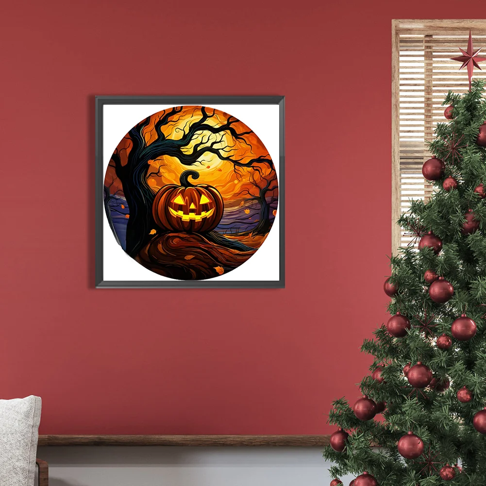 5D DIY Full Round Drill Partial AB Diamond Painting Jack-O-Lantern Decor 35x35cm