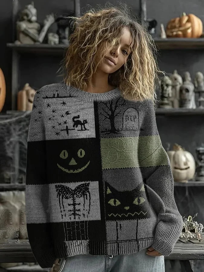 Women's Halloween Print Sweater 