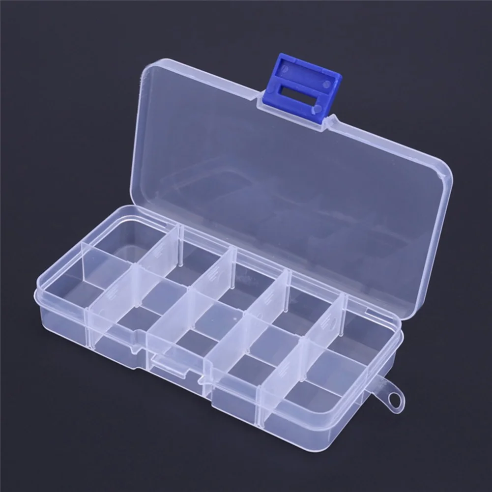 10 Grids Compartments Plastic Transparent Organizer Diamond Storage Box