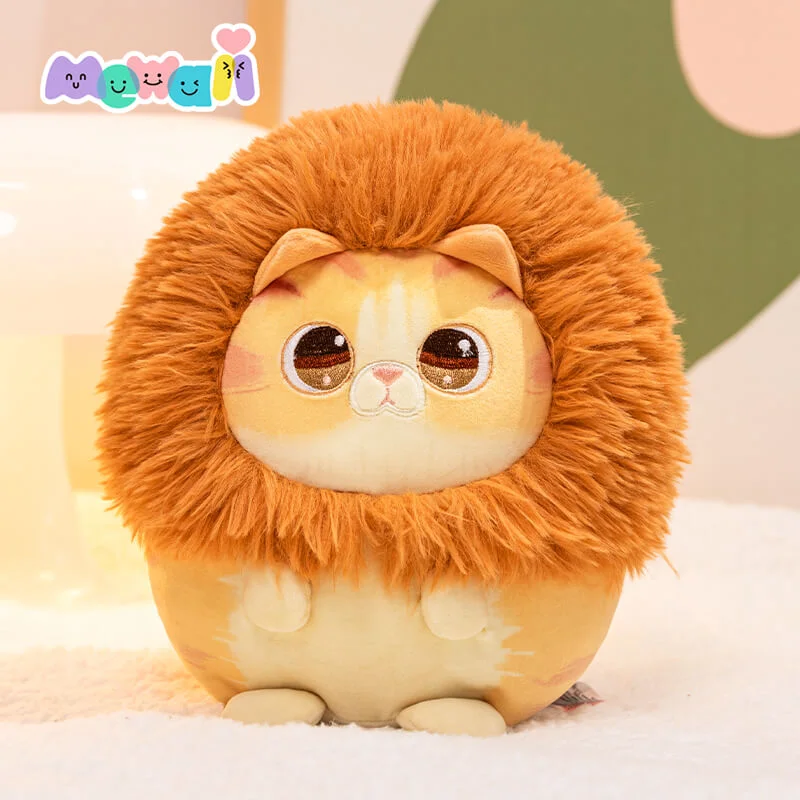 MeWaii® Stuffed Animal Kawaii Kitten with Lion's Mane Hat Plush Pillow Squishy Toy With Hoodie
