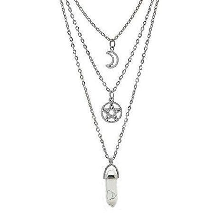 YOY-Natural Stone Moon Supernatural Pentagram Choker Pendant