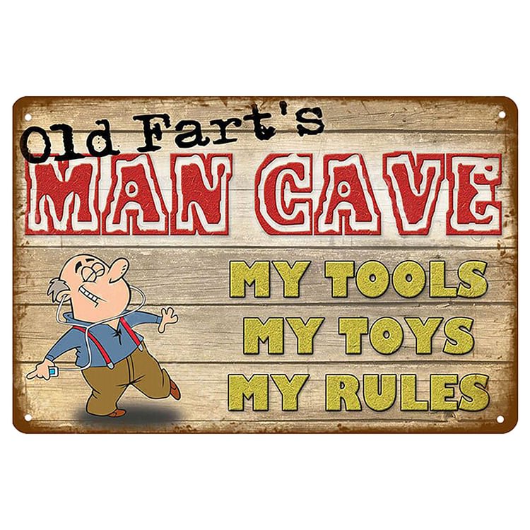 Règle de l'homme des cavernes - Enseigne Vintage Métallique/Enseignes en bois - 20*30cm/30*40cm