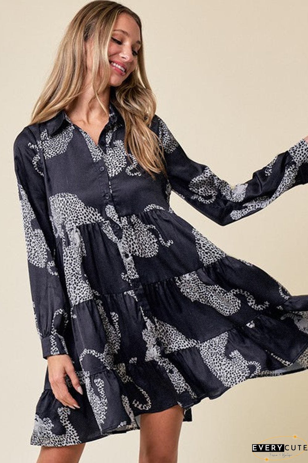 Size Curve Blouses Crane Print Loose Oversized Blouse