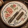 Vintage Carved Metal Seam Ripper with Safety Cover - Antique Stitch Unpicker & Thread Remover for Cross Stitch Mistakes tapestrymarket