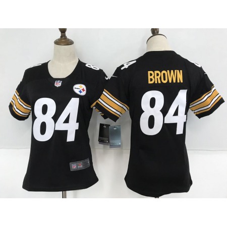 Women's  Pittsburgh Steelers #84 Antonio Brown Black Team Color Stitched NFL Vapor Untouchable Limited Jersey