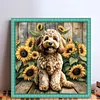 Sunflower Teddy Full 11CT 3 Strands DIY Stamped Cross Stitch Kits 40x40cm Embroidery Needlepoint Starter Kit for Beginners Adults Gift Home Wall Decor