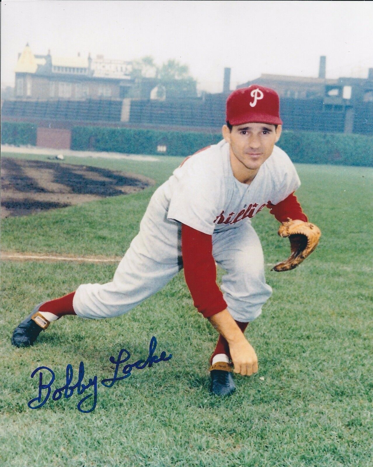 Autographed BOBBY LOCKE Philadelphia Phillies 8x10 Photo Poster painting - COA