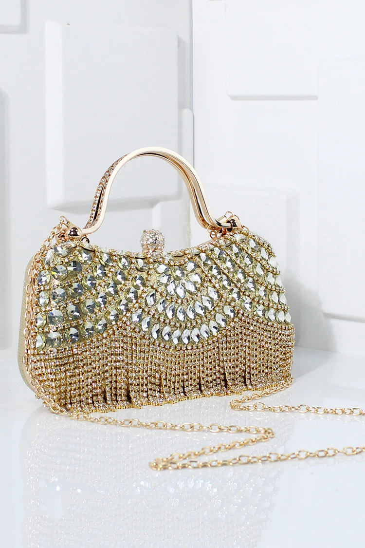 Evening Rhinestone Inlaid Tassel Trim Clutches Bags 2024 - Xpluswear