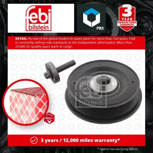 Crankshaft Pulley fits RENAULT ESPACE Mk4 2.2D 02 to 06 Belt 8200802666 Febi New Parts