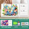 2027-2028 Two-Year Diamond Painting Calendar Kit, 13 Exquisite Multicolor Butterfly And Floral Illustrations, Large Size Desk Calendar, Mosaic Art Coil-Bound Desktop Planner