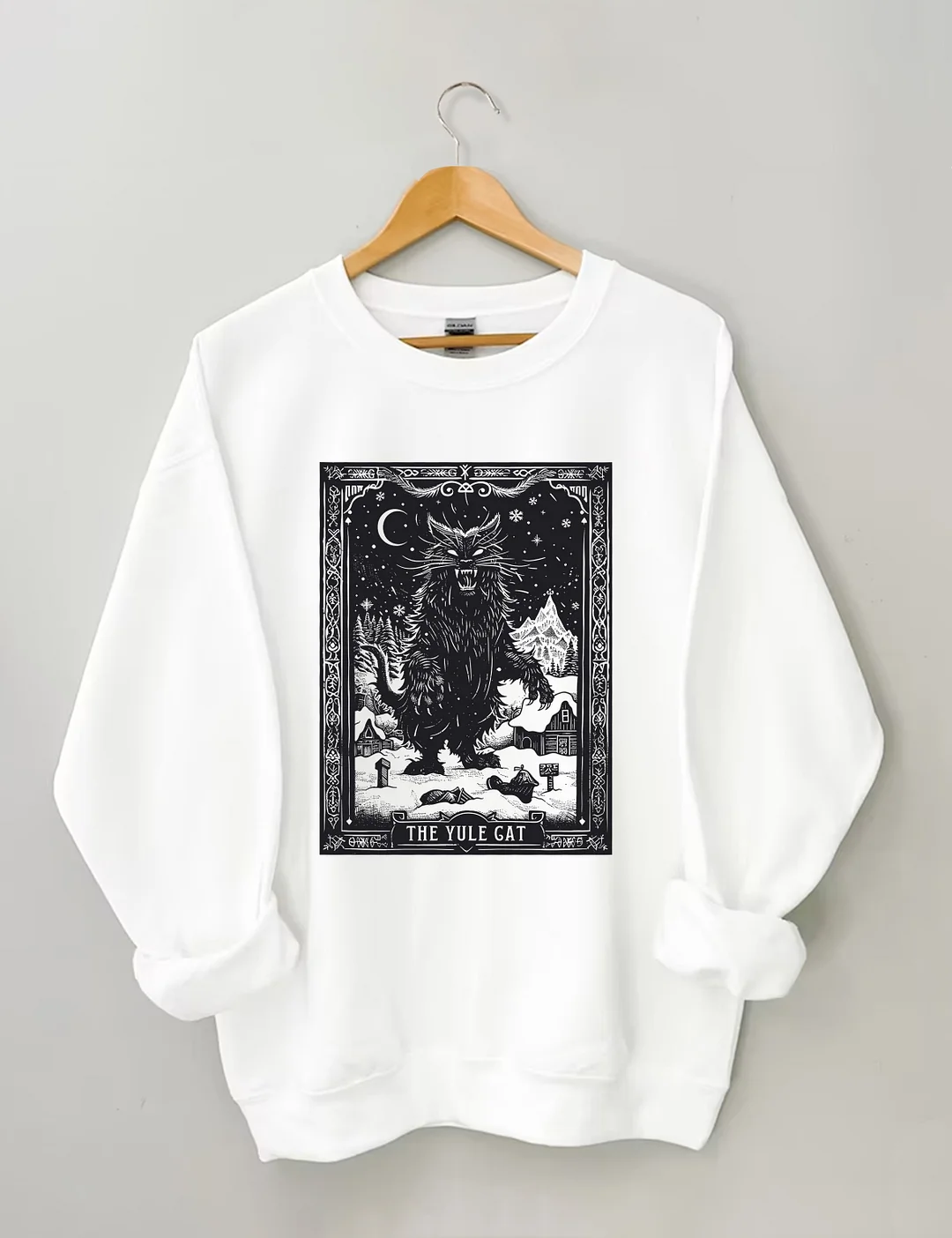 The Yule Cat Tarot Card Goth Christmas Sweatshirt