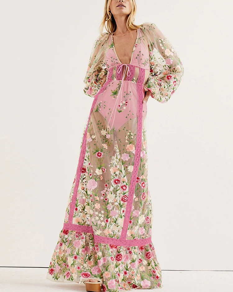 3D Embroidered Mini Dress
