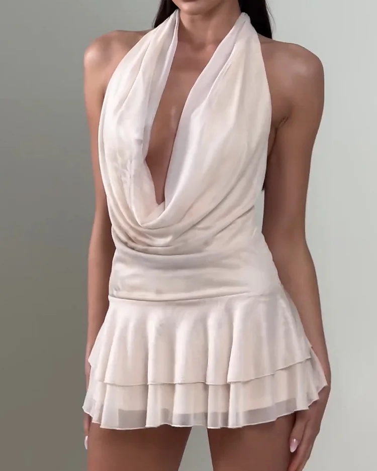 Women's solid color off-shoulder dress