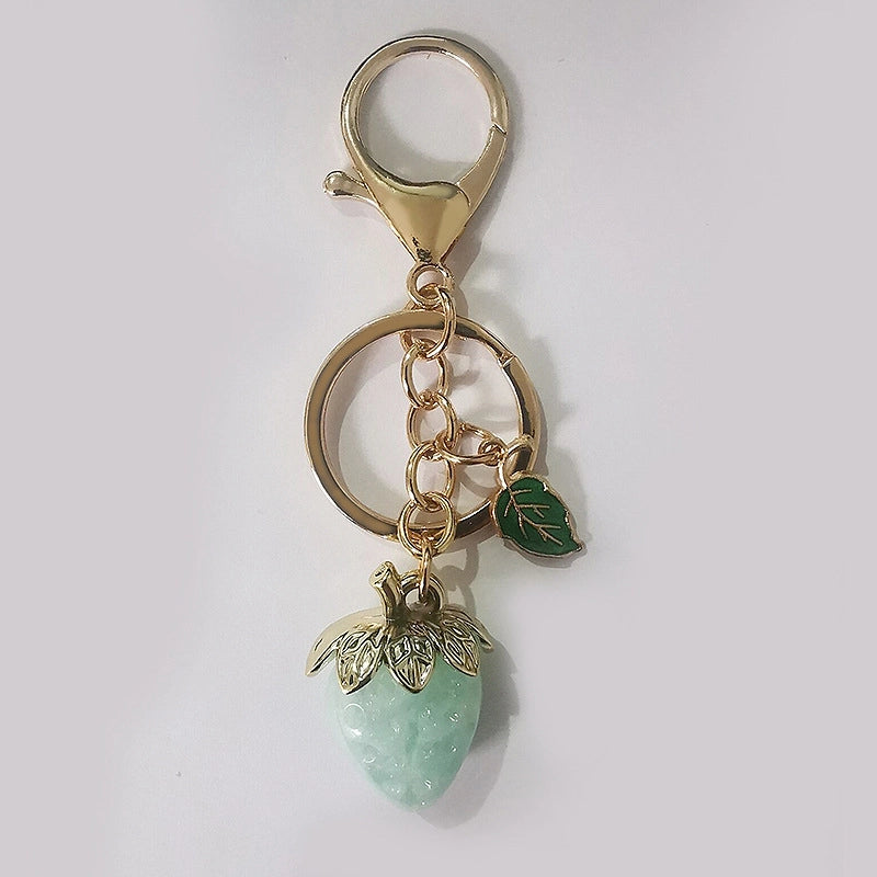 Pastoral Strawberry Alloy Resin Keychain