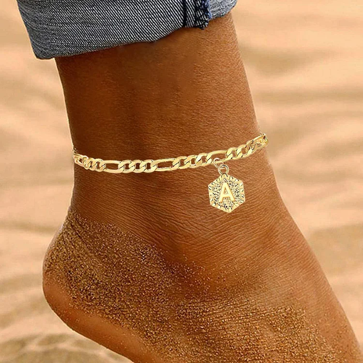 Personalized Initial Anklet Custom Gold Ankle Bracelet for Women