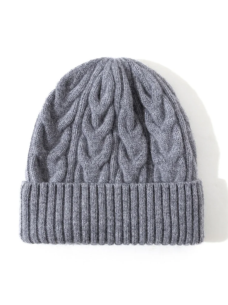 Unisex Winter Pure Color Warm Knitted Wool Hat