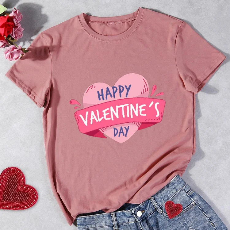 happy Valentine Day Round Neck T-shirt-Annaletters