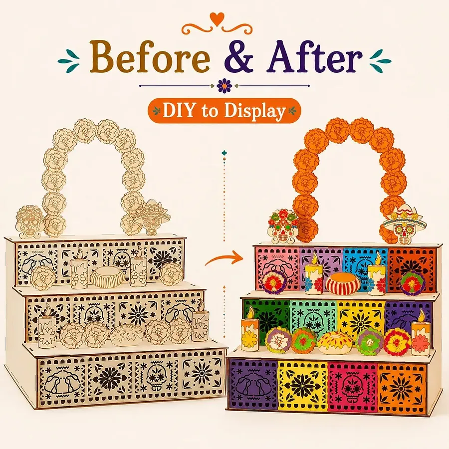 DIY paintable wooden Day of the Dead altar