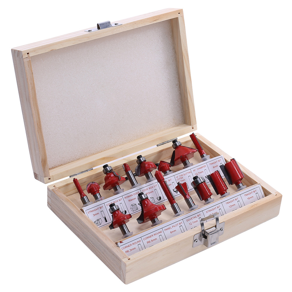 

15pcs Carbide Woodworking Milling Cutter Router Bit Cutting Tools for Wood, 1/2, 501 Original