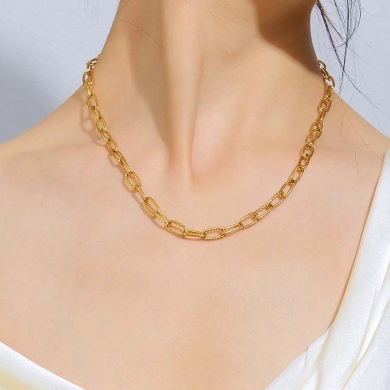 304 Stainless Steel 18K Gold Plated Elegant Minimalist Solid Color Necklace