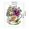 (Stamped/Counted) Flowers In Tea Cup - 18CT Cross Stitch 20*25cm/7.87*9.84in