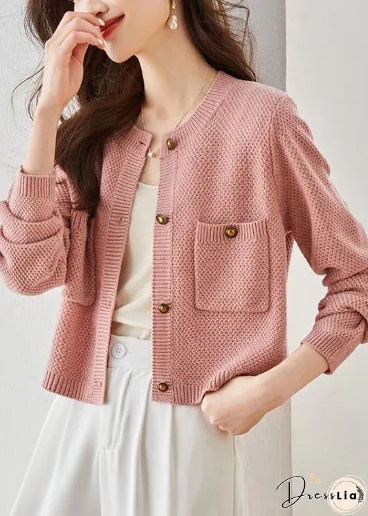 French Pink Cozy Cable Knit Cardigan Spring