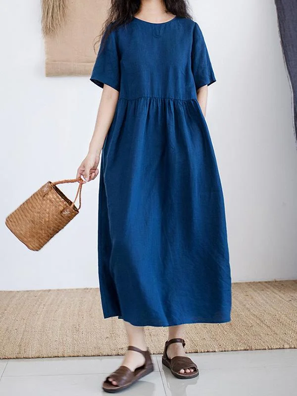2019 Summer New Roomy Embroidery Solid Dress