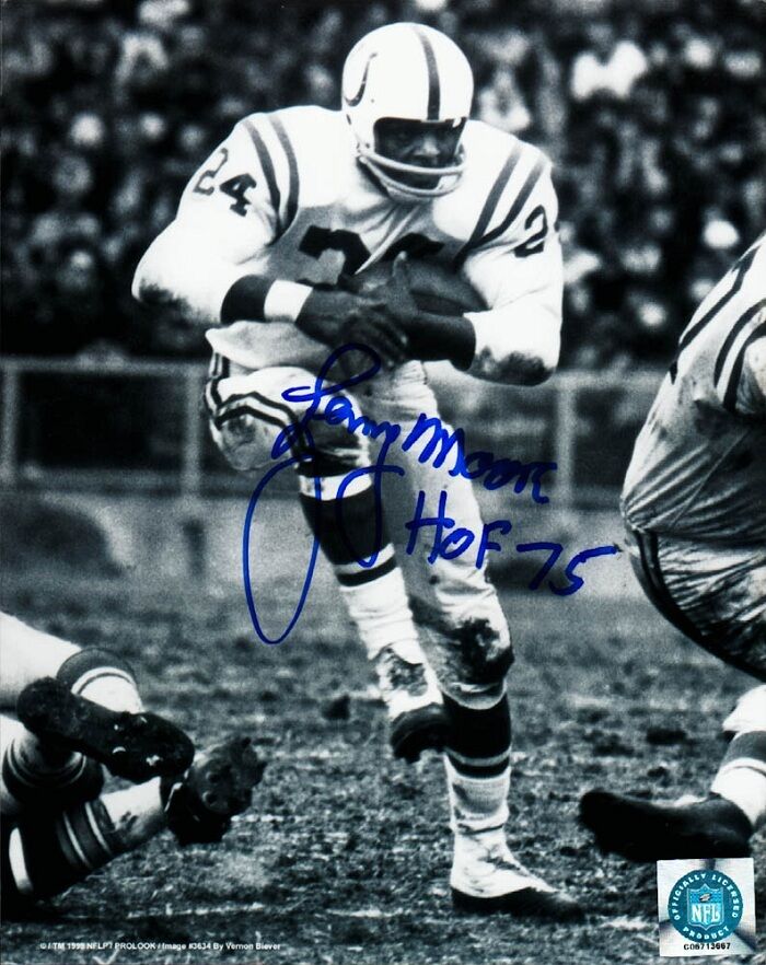 LENNY MOORE In-person Signed Photo Poster painting - HOF 1975