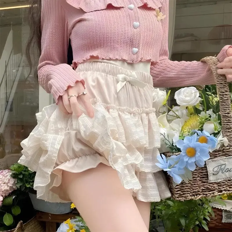 Brownm Ruffle Mini Skirt