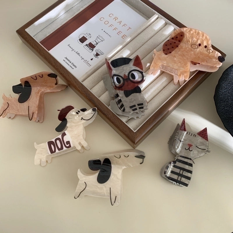 Cute Minimalist Women’s Cartoon Dog Cat Acetic Acid Sheets Hair Claws