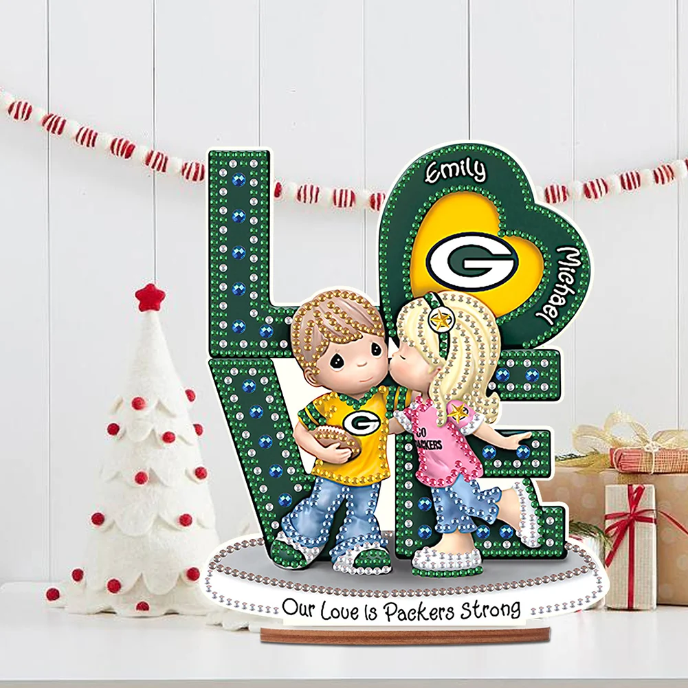 DIY LOVE Green Bay Packers Wooden Special Shape Diamond Painting Desktop Ornaments for Home Decor