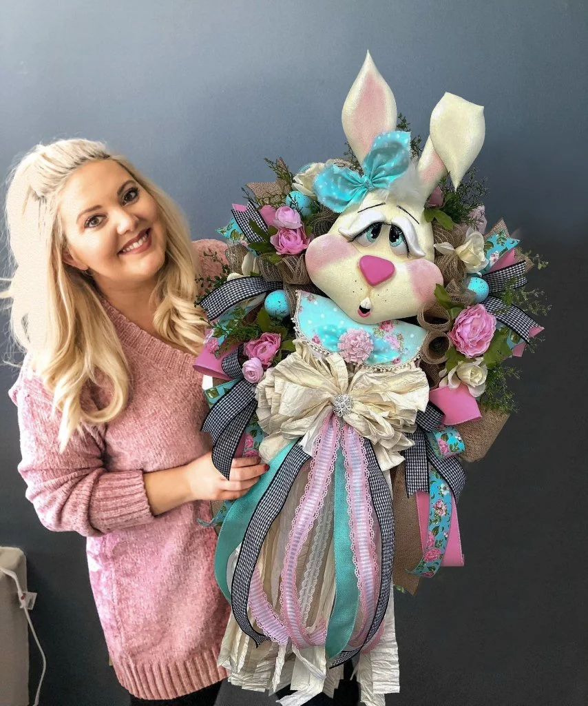 Easter Wreath for Front Door - Easter Bunny