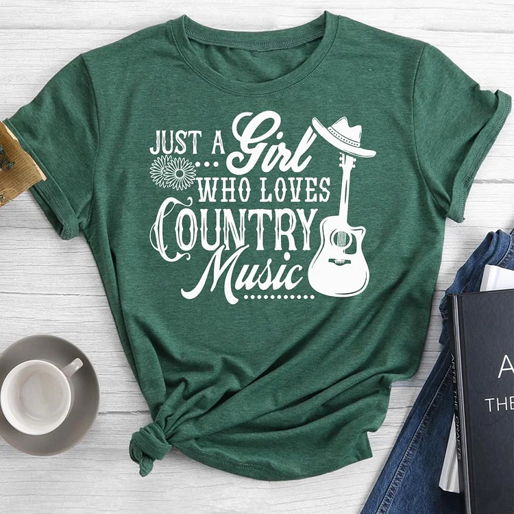 Just a Girl who loves country music Round Neck T-shirt-0024589