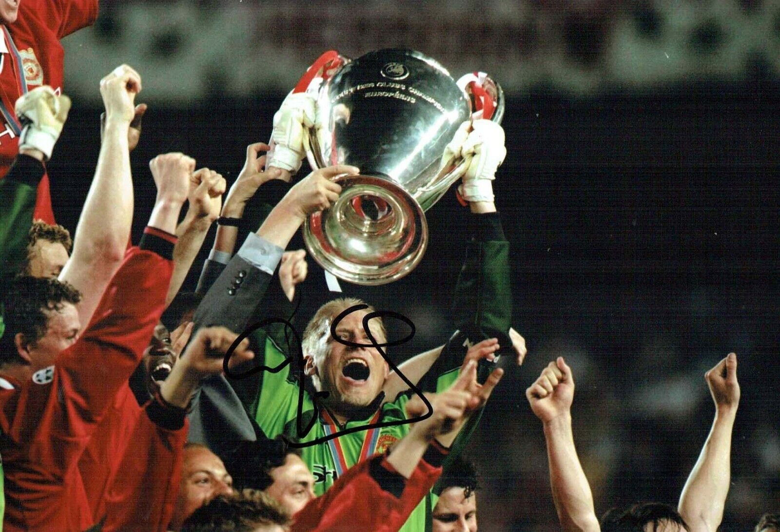 Peter SCHMEICHEL SIGNED Autograph Champions League WINNER 12x8 Photo Poster painting AFTAL COA