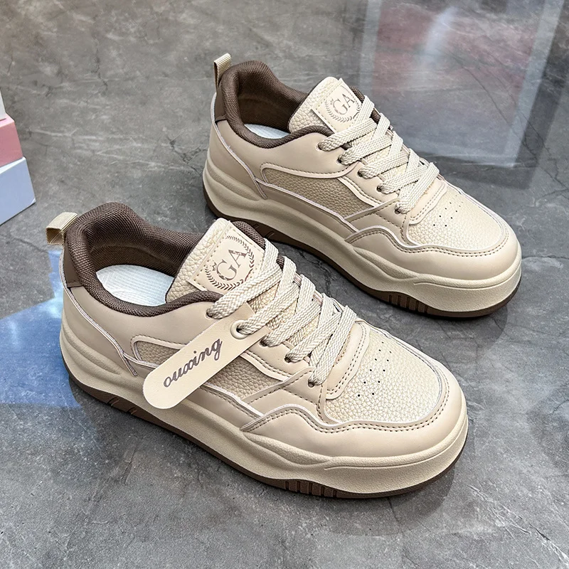 Tanguoant Tanguoant 2025 Spring Small White Shoes New Korean Ins Female Students Taller Platform Sports Board Shoes Casual Shoes Q5903