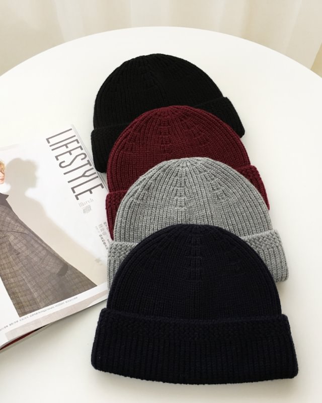 hat solid color warm knitted beanie beanie
