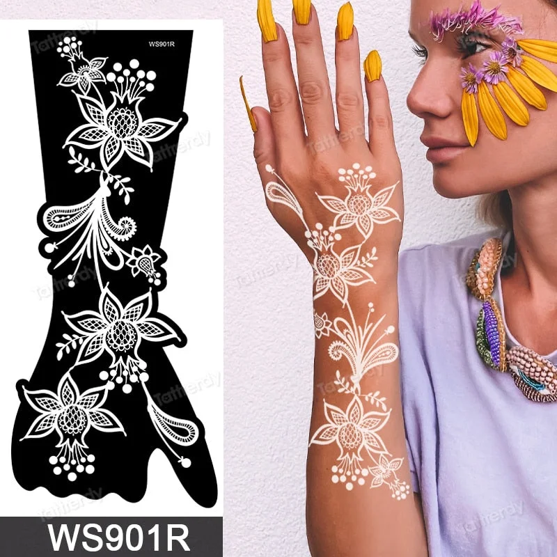 1 Sheet Flower Lace Henna Stencil Body Art Temporary Tattoo Sticker Airbrush Print Stencil Stamp Plates Template Mandala Wedding