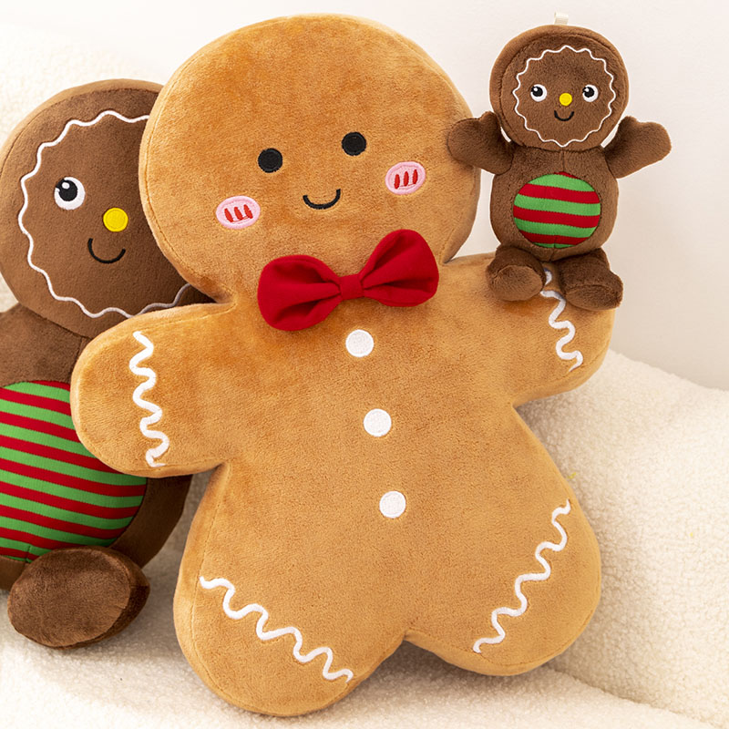 Tegooe Gingerbread Man Plush Cushion - Stuffed Christmas Decor Kids Toy