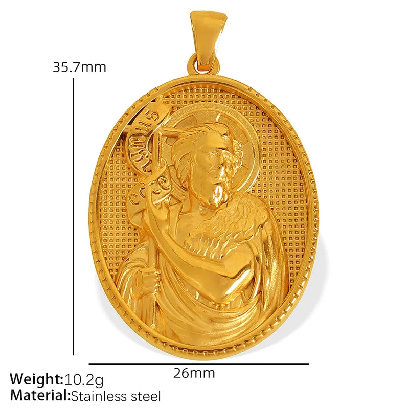 1 Piece 35.7*26mm Titanium Steel Human Virgin Mary Pendant