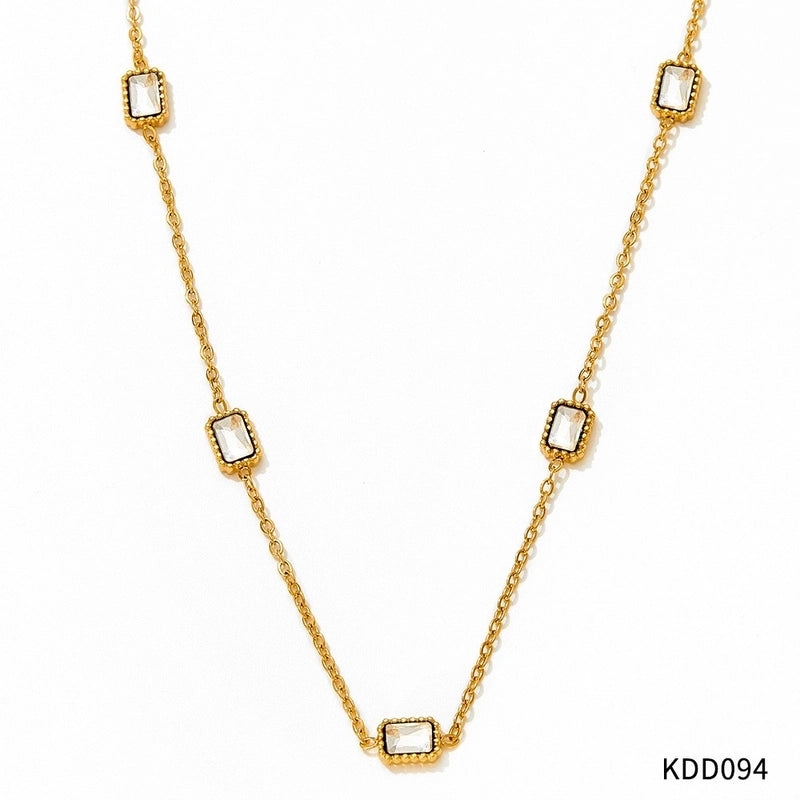 Hawaiian Vacation Modern Style Square 304 Stainless Steel Zircon 16K Gold Plated White Gold Plated Gold Plated Plating Inlay Bracelets Anklet Necklace