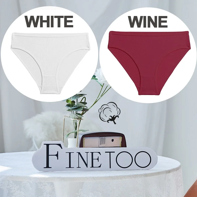 FINETOO 1/2PCS Sexy Panties Women Underwear Cotton Panties Female Underpants Solid Color Soft Woman Briefs M-XL Pantys Lingerie
