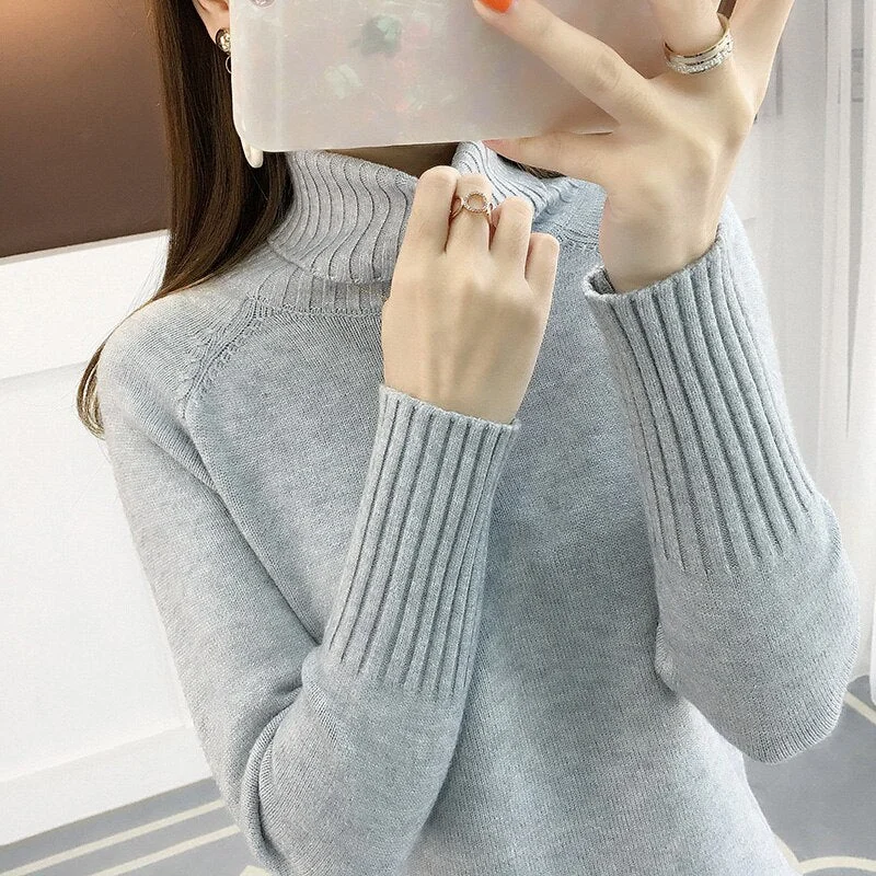 Ladies sweater autumn and winter new Women sweater 2020 high collar pull over long-sleeved ladies knitting sweater