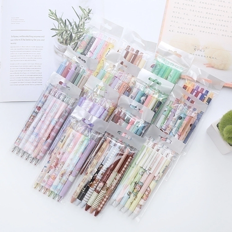 Good-looking Pressing Pen 6 Pcs Ins Cute Student Press Gel Pen Office Stationery Water-based Sign Pen