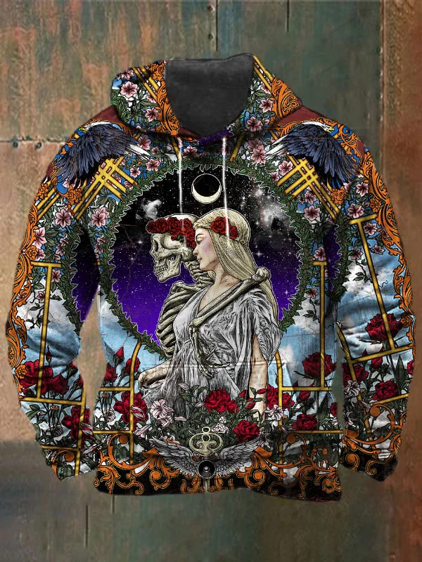 Unisex Skull Print Heavyweight Hoodies