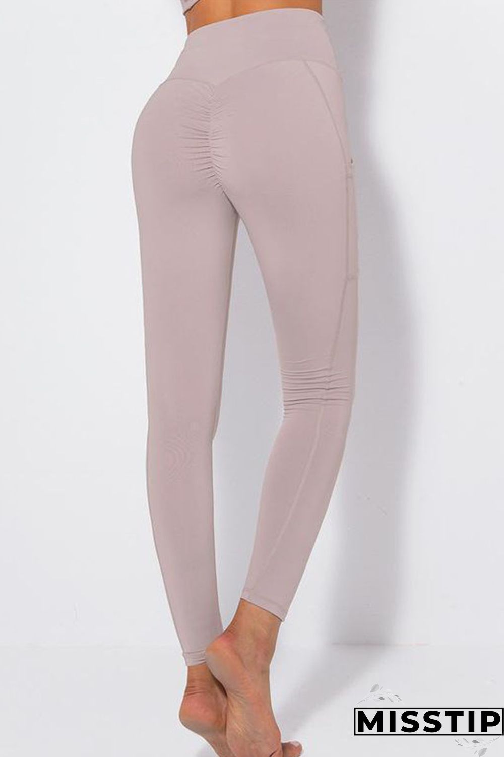 Gray Green Casual Sportswear Solid Patchwork Skinny High Waist Pencil Solid Color Bottoms