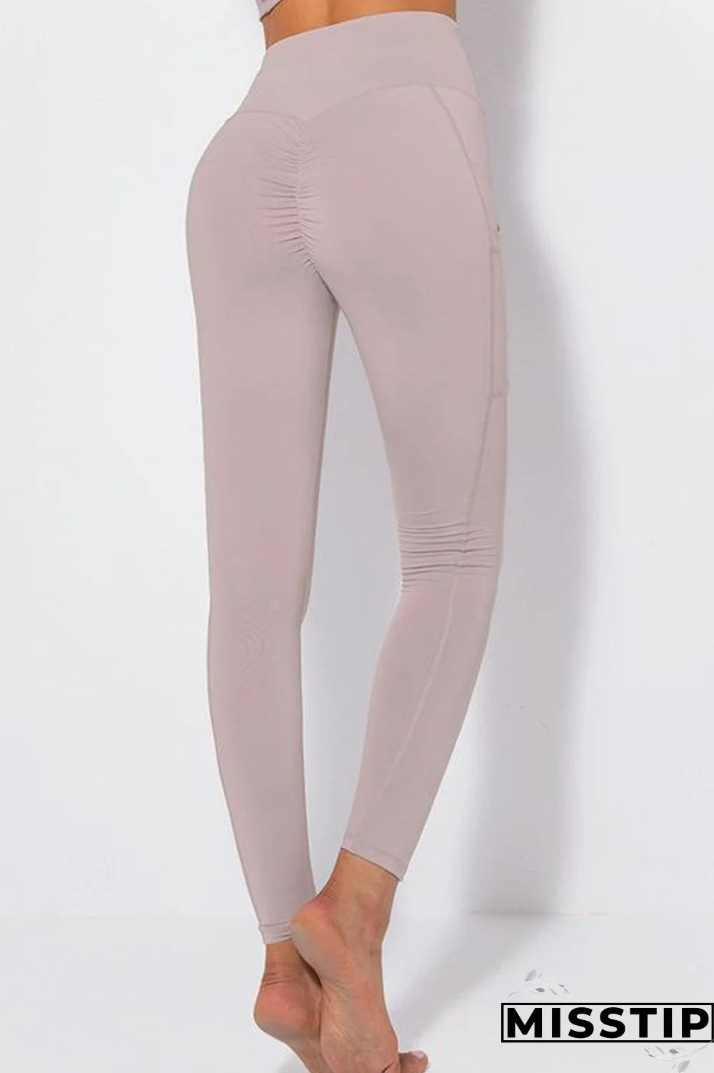 Gray Green Casual Sportswear Solid Patchwork Skinny High Waist Pencil Solid Color Bottoms