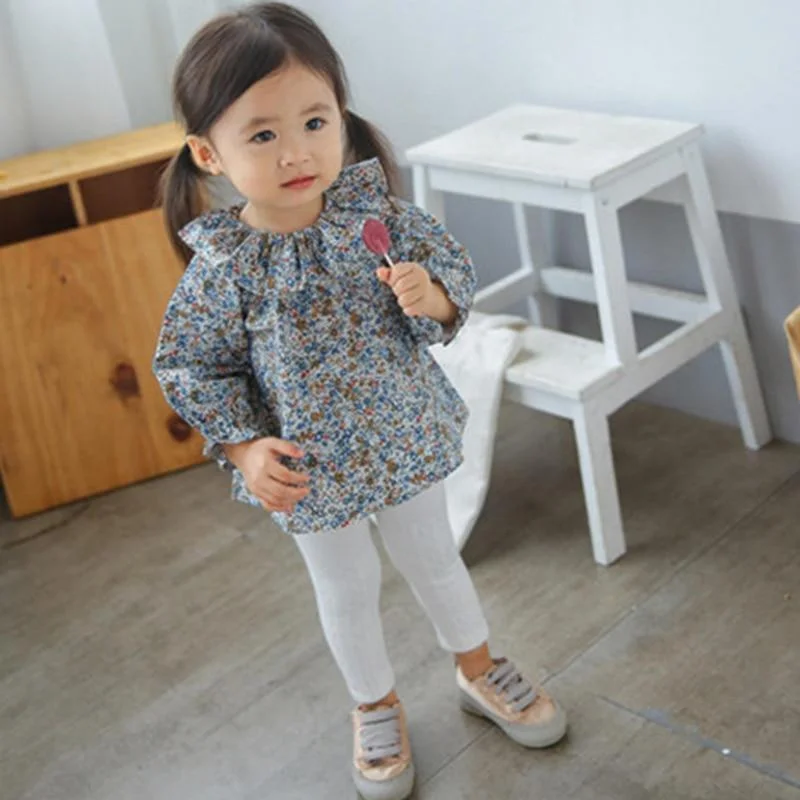 2019 Spring Summer Children Blouse For Girls Clothes 1-2Y Toddler Baby Girls Tops Kids Tee Shirt Flower Print Baby Outwear Stuff
