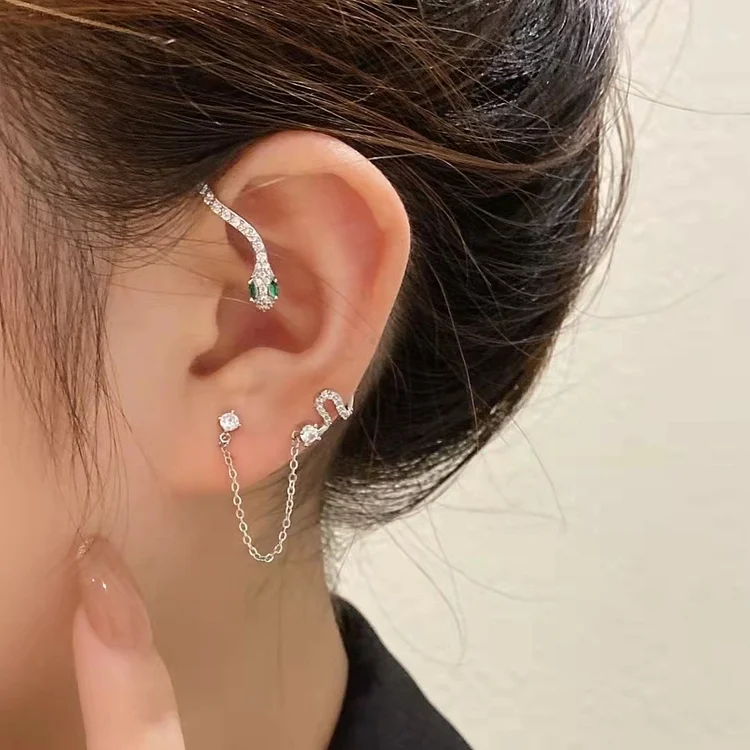 Snake-shaped earrings retro ear hooks one