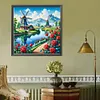 Moulin &agrave; vent et fleurs-perceuse ronde peinture diamant-50*50cm