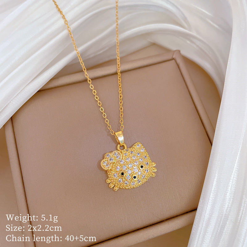 Copper Micro-Inlaid Necklace For Women Copper Micro-Inlaid Real Gold Electroplating Simple Ins Exquisite Clavicle Chain Neck Chain